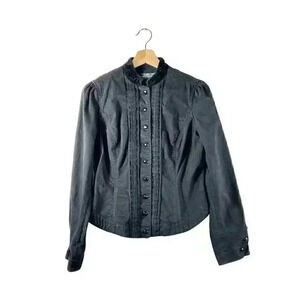 Lauren Jeans Co. Ralph Lauren Women's Black Denim Jacket Stretch Pleated S
